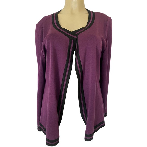 Exclusively Misook Purple Black Jacket Cardigan Sweater Long Sleeve Knit… - Picture 1 of 4